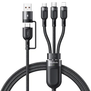 Mcdodo 麥多多 迅雷系列 二分三快充數據線 100W PD快充 6A電流, 1.2m, Black, 1盒