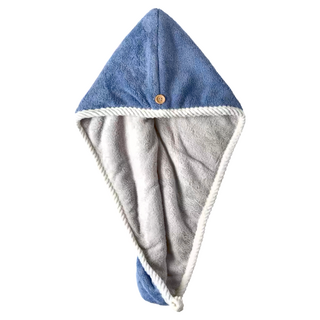 日式雙色加厚吸水纖維速乾頭巾 柔軟珊瑚絨布料 正反兩用 雙口可調節, 粉白色, 1個