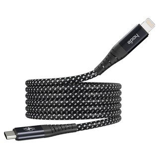 HODA 好貼 W3 USB-C-LIGHTNING 磁吸收納編織快充線 USB2.0 27W, 1.2m, 黑色, 1條