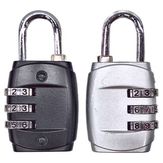 WIDE VIEW 行李箱三位密碼鎖2入組(800113) 扁鎖, 黑色 + 銀色, 30 x 10 x 58mm