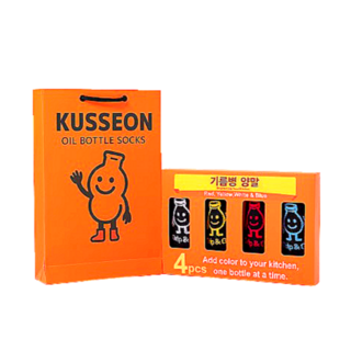 庫森日 喬遷禮物 油瓶套襪 4件組 + 提袋, 1套, 黃色, 紅色, 白色, 藍色