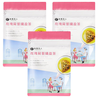 台灣茶人 荷葉玫瑰纖盈茶, 日本進口耐高溫茶包, 3.3g, 10包, 3袋