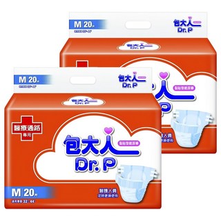 Dr.P 包大人 醫彩包 褲型成人紙尿褲 M 號 32~44吋, 重點吸收, 尿濕顯示, 20片, 2包