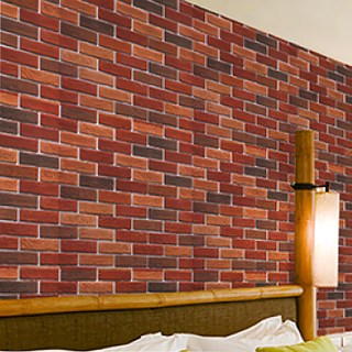 WA Wall Art 仿真木紋自黏防水壁紙, 復古紅磚 紅棕色