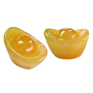 驥展 養慧軒 天然黃玉金元寶擺飾 一對, 50 x 35 x 35mm, 天然黃