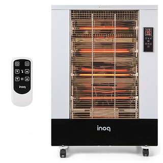 이노크아든 리모컨형 업소용 4단 카본 전기 온풍히터, IA-I100BG, 화이트 + 블랙
