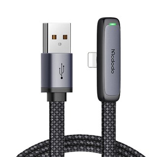 Mcdodo 麥多多 斑馬 USB 轉 Type-C 快充線, 1.2米/1.8米, 100W, 6A電流, 90°彎頭, 帶氛圍燈, 1.2m, 蘋果, 1條