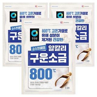 청정원 순수천혜염 알칼리 구운소금, 1kg, 3개