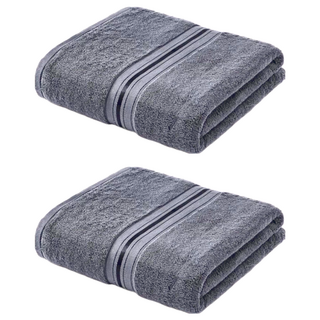 浴巾 600 GSM 強大吸水力 五星酒店級豪華浴巾 100%純棉, 深碳灰, 2條