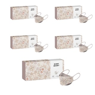 CHACER 佳和口罩 成人4D立體醫用口罩, 象牙之心, 5片, 5盒