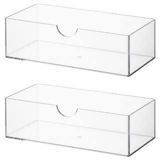 化妝品分格收納盒, 透明色, 2個