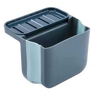 廚房乾濕分離水槽可掛式置物籃瀝水籃，PP+TPR+吸盤PVC材質，粉、灰、藍, 藍色, 1個