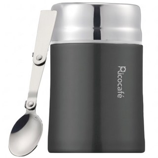 RICO 瑞可 不鏽鋼304真空燜燒杯食物罐 附匙 FJ- 750BK 17 x 11 x 11cm, 黑曜石, 750ml, 1個