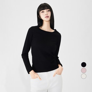 MIXXO 女款羅紋U領長袖T恤