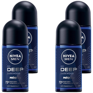 NIVEA 妮維雅 深極炭系列 止汗爽身乳液 清新魅力 滾珠瓶, 50ml, 4瓶
