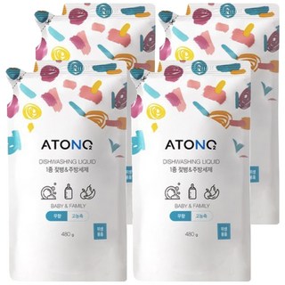 아토앤오투 1종 젖병 & 주방세제 리필 무향, 480g, 4개