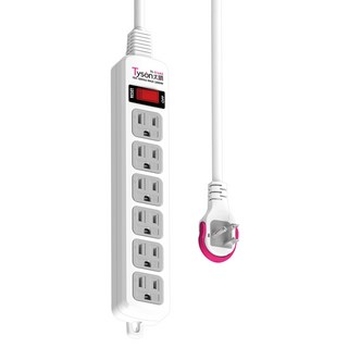 Tyson 太順電業 3孔1切6座安全延長線組 252.5 x 42 x 31mm, 4.5m, 白色, 1個