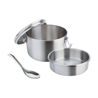 CLARE 晶鑽 316雙層圓形便當盒 14cm, 銀色, 1個