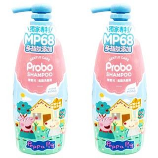 Probo 博寶兒 柔護洗髮露 佩佩豬, 植物性胺基酸, 水解小麥蛋白, PCA保濕因子, 500ml, 2瓶