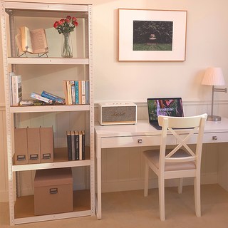 TIGER RACK 免螺絲組裝式五層鋼製角鋼展示架, 白色