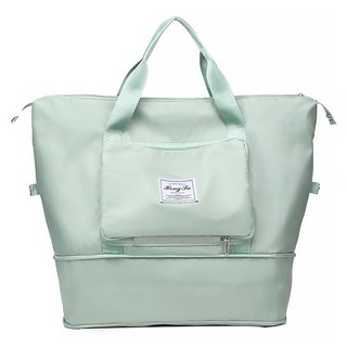 Hong Fu 可折疊收納乾溼分離手提行李包, 28 x 22 x 41cm, 清新綠
