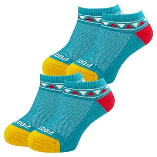 FOOTER 經典圖騰運動氣墊船型除臭襪 適用腳長16~19cm, 2雙, 黃色
