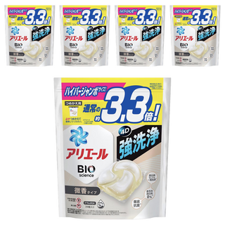 ARIEL 日本原裝進口 4D碳酸洗衣球補充包 微香 白色, 39顆, 5袋