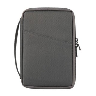 E.City 多功能全開出差護照手機證件收納包 防潑水尼龍, 深灰色, 20 x 14 x 2.5cm