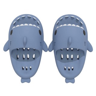 人體工學設計 鯊魚拖鞋 底部洞洞漏水設計, 莫蘭迪藍, 1雙