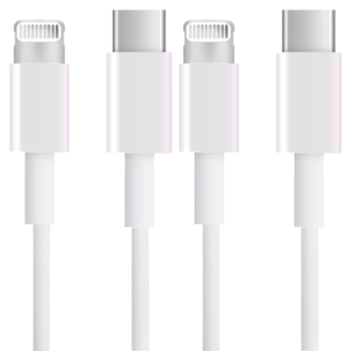 iBRIDGE USB-C to Lightning 充電傳輸線 適用於 iPhone iPad Pro 快速資料傳輸, 1m, 白色, 2條
