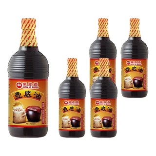 萬家香 壺底油, 100%純釀造, 不含防腐劑, 使用非基因改造黃豆, 1L, 5瓶
