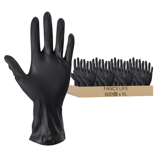 FANCY LIFE 一次性PVC手套 XL 黑色款, 100個, 6盒