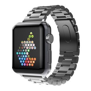 rorentech Apple Watch 高級全金屬環圈相容錶帶, 黑色