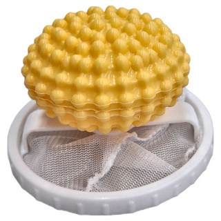 洗衣機過濾網 Set 4個, 家用洗衣機過濾球，雙重作用，加大濾網，收納去污, 檸檬黃, 1組