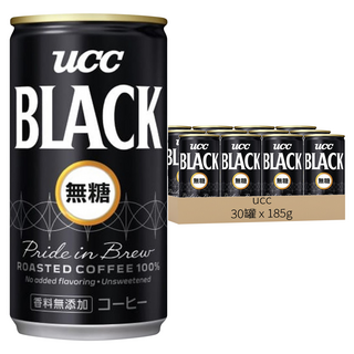 ucc BLACK 無糖黑咖啡飲料, 185g, 30罐
