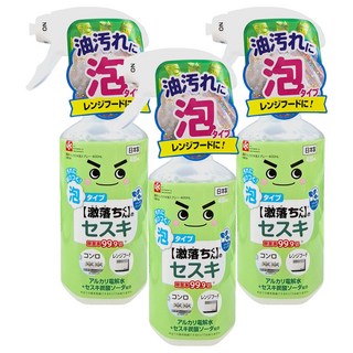 LEC 激落君 倍半碳酸鈉 電解水泡沫噴霧 清潔劑 400ml - 日本製造, 3瓶