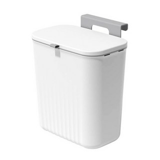 壁掛滑蓋垃圾桶, 大口徑, 9L, 適用2.5公分內, 象牙白/紳士灰