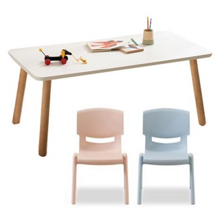 리바트 꼼므 1200 아이책상 + 의자 2p 세트 방문설치, 화이트(책상), 블루(의자), 핑크(의자)