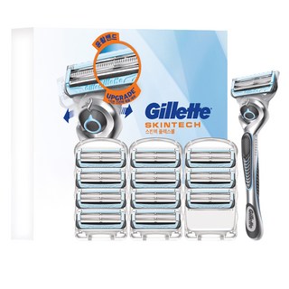 Gillette 吉列 正品 Skintec 手動刮鬍刀握把 + 12入刀片組, 1套