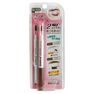 youberry 悠貝莉 兩用塑型眉筆 + 刷 - 立體塑型 持久顯色, 03深邃棕, 1件