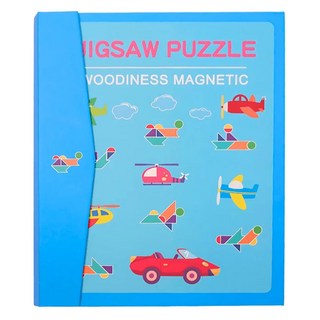 朵趣 木製磁性益智七巧板, 交通人物圖 藍色, 1人, 1組