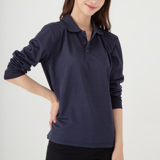 CARET 男女適穿涼感長袖POLO衫，100%滌綸網眼布材質, 2XL, 海軍藍