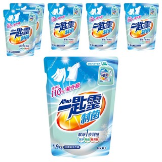 Attack 一匙靈 台灣公司貨 制菌超濃縮洗衣精 補充包, 1.9kg, 6包
