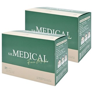 SH 上好生醫 成人平面醫療口罩 未滅菌, 莫蘭迪綠, 50片, 2盒