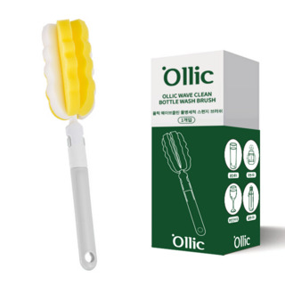 올릭 웨이브클린 물병세척 스펀지 브러쉬, 혼합색상, 1개