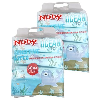 Nuby 海洋系列 極厚柔濕巾 60張, 4包, 2袋