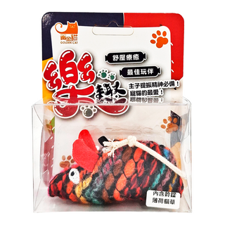 GOLDEN CAT 黃金貓 音樂老鼠系列 貓草玩具 - 紅色 羊毛纖維、PP棉、貓草、鈴鐺材質 全齡貓適用, 1個