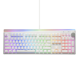 irocks 艾芮克 RGB 背光機械式有線鍵盤 原廠保固, 白色, IRK71M, 青軸