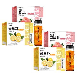 Better Health 康普茶隨身包 檸檬口味 30條入+水蜜桃口味 30條入+專用水瓶 300ml組, 1組