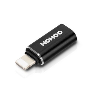 HOHOO Type-C轉Lightning轉接頭, 黑色, 1個, 27mm